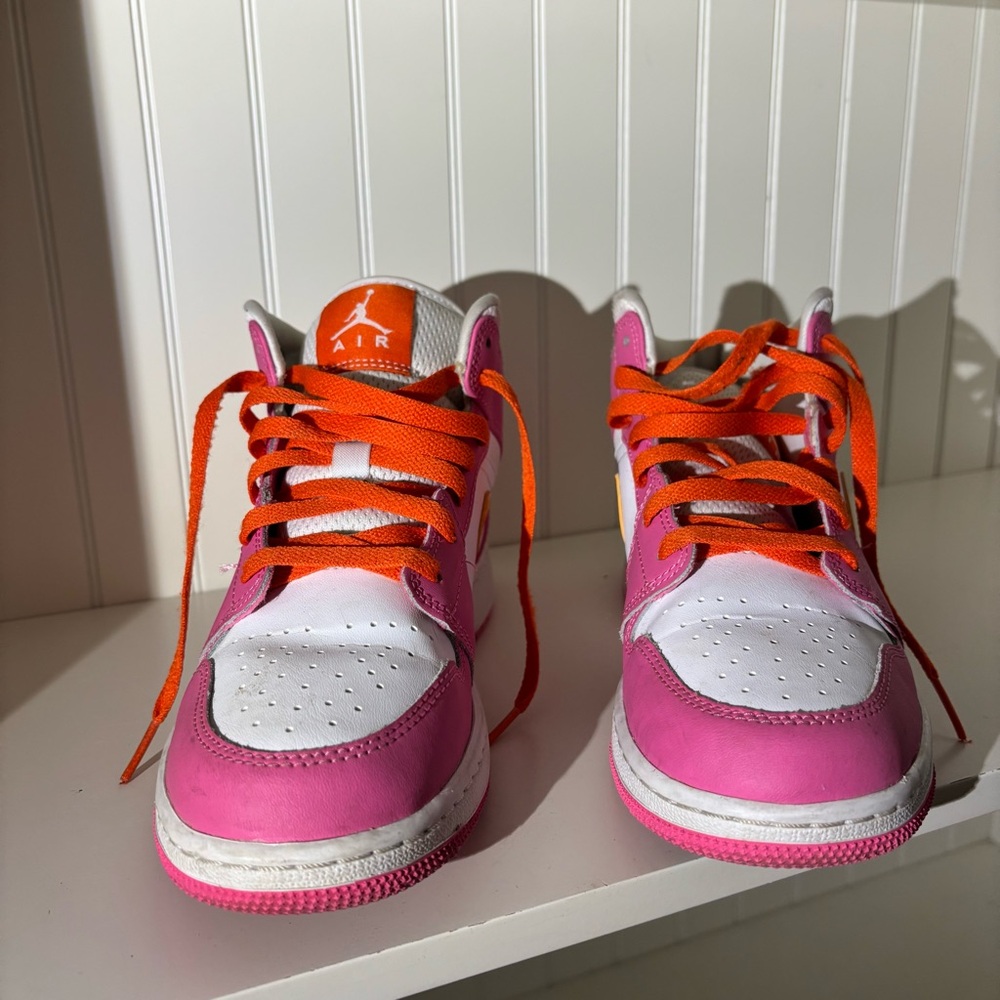 Pink and Orange Nike Air Jordans